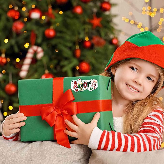 28Pcs Personalized Christmas Gift Tags - Gifts Wrap Envelope Seals Ideas Merry Christmas Labels - Fun Holiday Gift Stickers - Cute Xmas Sticker Label - Custom Name Xmas Gifts Wrapping Present Tag