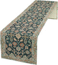 Vintage Boho Floral Table Runner, Rustic Country Farmhouse Blue Teal Red Bohemia Flower Pattern for Home Kitchen Table Decor Dining Coffee Room Party Decor 13x60in