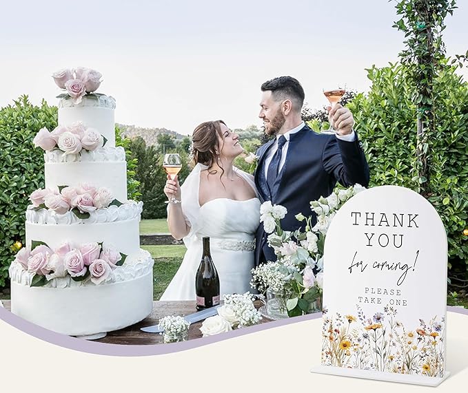 Wedding Signs for Ceremony and Reception, Boho Floral Acrylic Thank You for Coming Sign, Wedding Signage with Stand, Bridal Shower Table Centerpieces, Thank You Party Favors for Engagement Party, 26