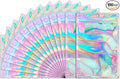 Funfery 100 Pack Smell Proof Holographic Bags Clear Resealable Bags,Mylar Foil Bag with Zipper,Seal Pouch Packaging Bag for Food Storage,Candy,Party Favor Sample Business Supplies(2.4x3.9in)