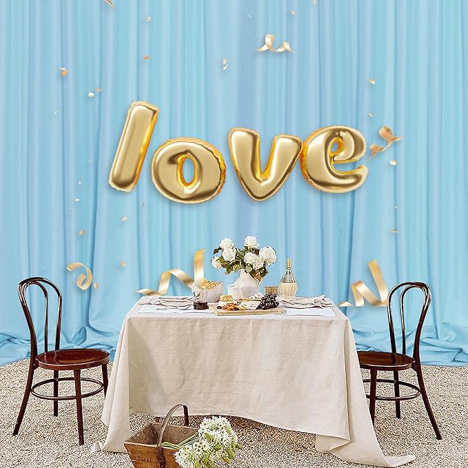 MEETSKY Baby Blue Backdrop Curtain for Baby Shower Parties Light Blue Photo Curtains Backdrop Drapes Fabric Decoration for Boys Teens Men Birthday Party Photography 5ft x 7ft,2 Panels