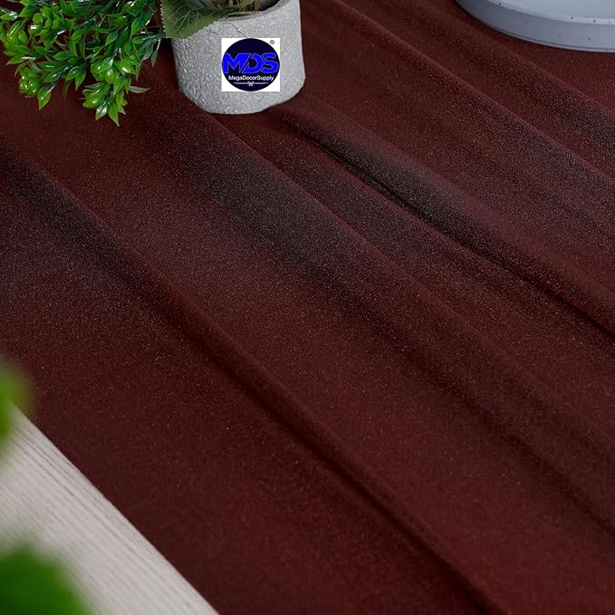 MDS Halloween Chiffon Table Runner - 15 Pack, 29 x 170 Inches, 14ft Each - Sheer Spooky Table Runners for Haunted House Parties, Trick-or-Treat Tables, Witchy Décor, Wedding & Events - Burgundy