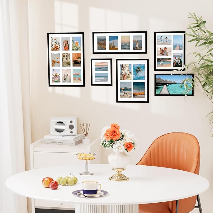 Vittanly 14x20 Collage Picture Frame, Displays 9Pcs 4x6 Pictures with Mat, Picture Frames Collage Wall Decor for Horizontal or Vertical Display, Black, 1 Pack