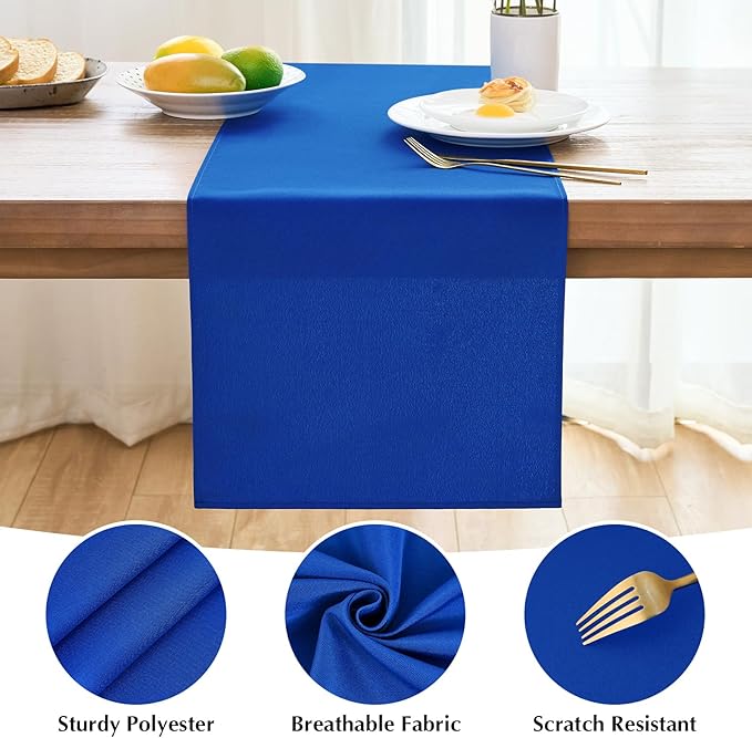 2 Pack Blue Small Short Table Runner 12 x 36 Inch Solid Color Runners Coffee Table Dresser for Daily Party Home Decoration