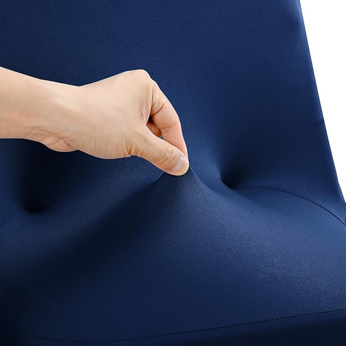 Peomeise Stretch Spandex Folding Chair Cover for Wedding Party Dining Banquet Event (Navy,6pcs)