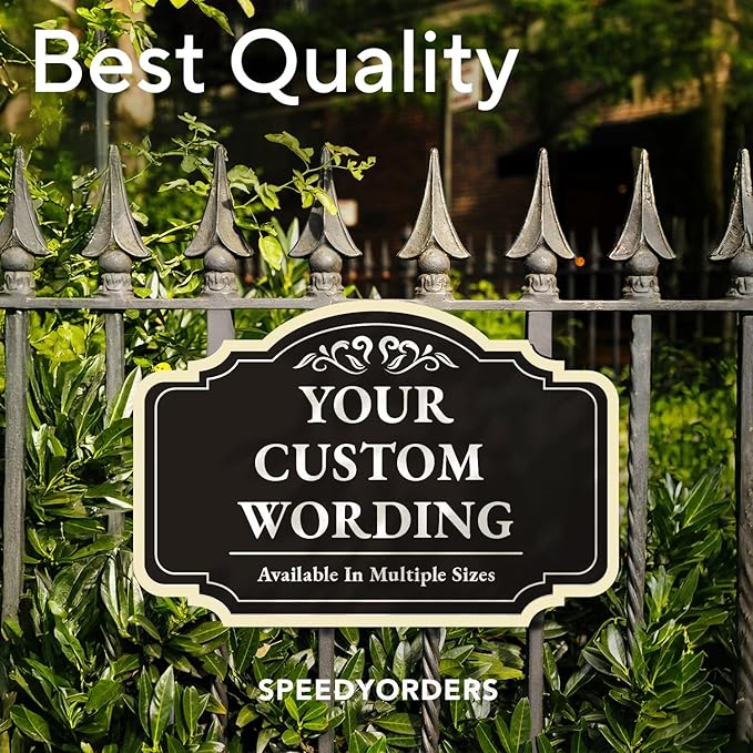 Custom Decorative Outdoor Metal Sign - Personalized Aluminum Driveway Sign, Waterproof, Made In USA - Design 2 Black Charcoal 30x24 In