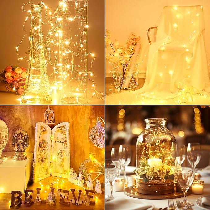 kolpop 100 Pack LED Fairy Lights Battery Operated, Mini Twinkle String Lights Battery Powered Waterproof for Christmas Mason Jars Party