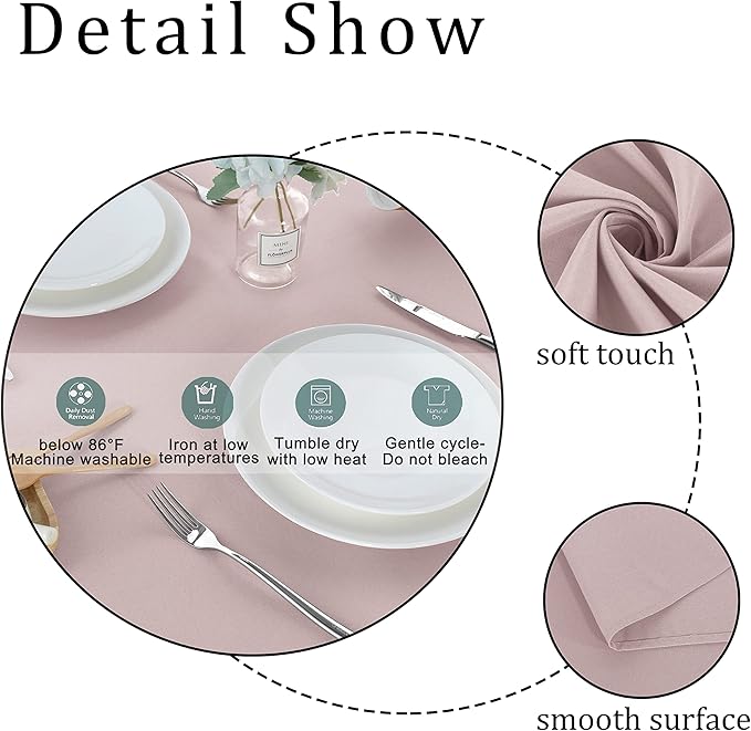 Fitable Rectangle Tablecloth Stain and Wrinkle Resistant Washable Polyester Table Cloth for Buffet Parties and Camping (54x120 inch, Blush)