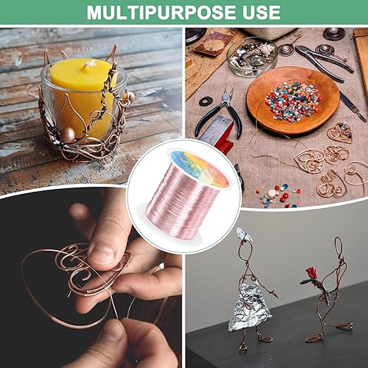 0.2mm Jewelry Wire, 32 Gauge 328FT Craft Wire Copper Beading Wire for Jewelry Making/Planting/Weaving/DIY Crafting, Soft Metal Wires [100M, Rose Golden]