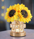 Sunflowers Lamp,Rechargeable Cordless Touch Lamp,3-Colour Infinitely Dimming Small Night Light,Crystal Table Lamp for Home Decor/Restaurant/Bar/Coffee Shop,Gifts for Women/Mom