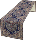 Boho Floral Vintage Table Runner, Blue Purple Retro Flower Rustic Country Farmhouse Pattern for Home Kitchen Table Decor Dining Coffee Room Party Decor 13x60in