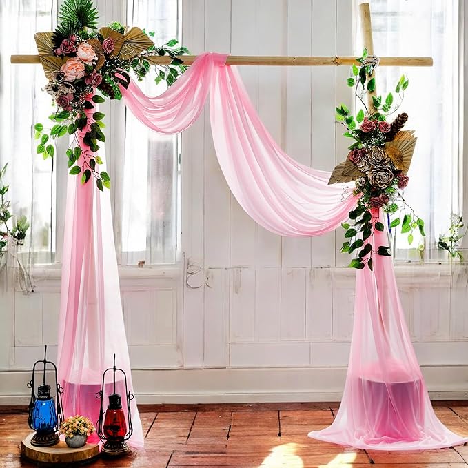 MDS Halloween Chiffon Draping Fabric - 1 Panel, 30" Wide x 30ft Long - Sheer Spooky Arbor & Canopy Drapery for Haunted House Backdrops, Party Ceilings, DIY Costumes & Themed Events - Coral