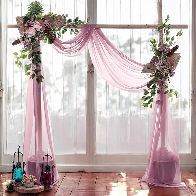 MDS Halloween Chiffon Draping Fabric - 1 Panel, 30" Wide x 75ft Long - Sheer Spooky Arbor & Canopy Drapery for Haunted House Backdrops, Party Ceilings, DIY Costumes & Themed Events - Mauva