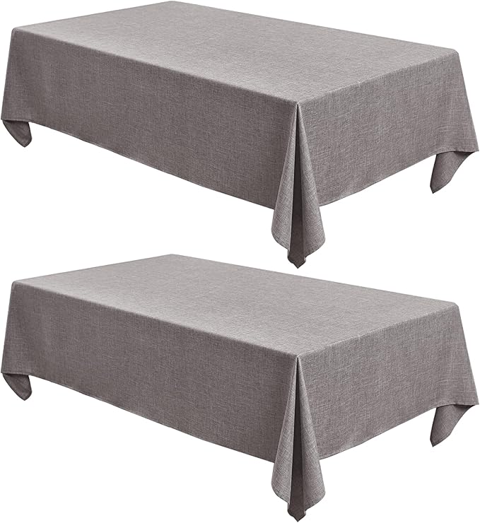 Fitable Textured Linen Tablecloths 2 Pack, Washable Fabric Rectangle Table Clothes for 8 Foot Tables, Rustic Holiday Table Covers for Kitchen Dining, Birthday Party, Farmhouse (Stone, 54 x 120 Inch)