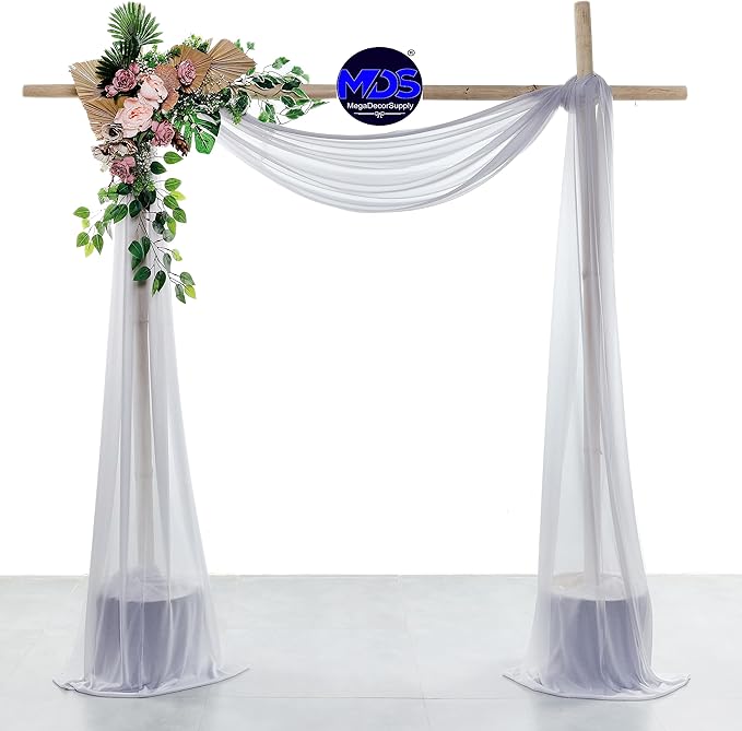 MDS Halloween Chiffon Draping Fabric - 2 Panel, 30" Wide x 40ft Long - Sheer Spooky Arbor & Canopy Drapery for Haunted House Backdrops, Party Ceilings, DIY Costumes & Themed Events - Cool Gray