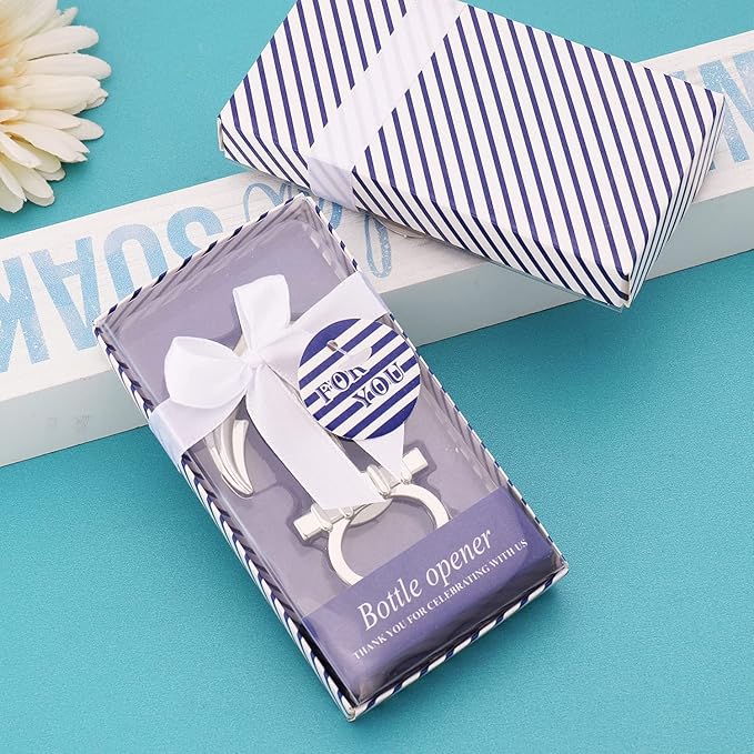 24 PCS Nautical Themed Anchor Party Favors Beer Bottle Opener Party Souvenirs with Exquisite Packaging for Wedding Party Favors Gift & Decorations Bridal Shower Party Souvenirs (Anchor, 24)