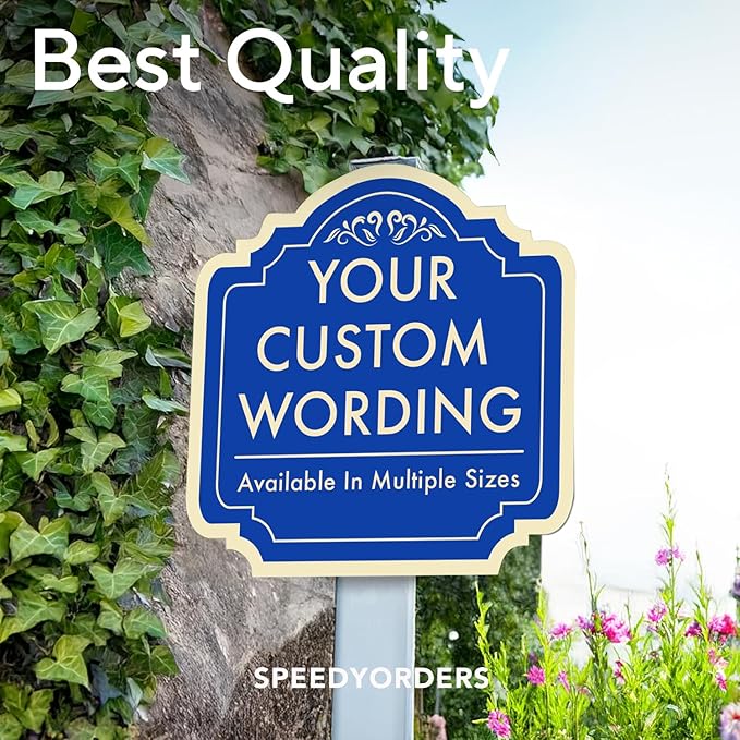 Custom Decorative Outdoor Metal Signs - Aluminum, Personalized Driveway Signs, Waterproof Made in USA, Blue Steel 18x18 Inch