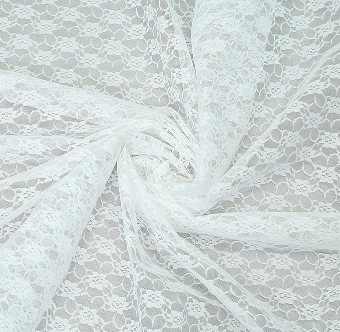 MDS Pack of 25 Wedding 12 x 108 inches Lace Table Runner for Wedding, Decorations for Birthday Parties, Banquets, Graduations, Engagements, and Runners fit Rectangle, Round Table- White