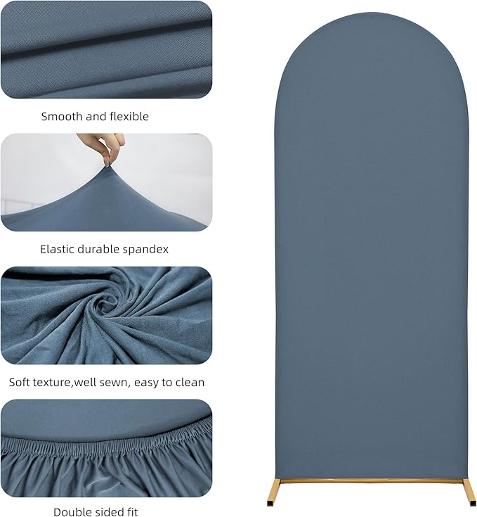 Wedding Arch Cover Spandex Arch Backdrop Cover 7.2FT,6FT Set of 2 Arch Stand Cover Arch Covers Stretchy Backdrop for Wedding Birthday Party Decoration Baby Shower Banquet (Blue)