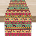 Boho Table Runner, Indian Bohemian Elephant Mandala Paisley Floral Hippie Art Print Table Center Decor for Home Kitchen Dining Patio Holiday Party Indoor Outdoor Table Decorations, 13"x72" Inch