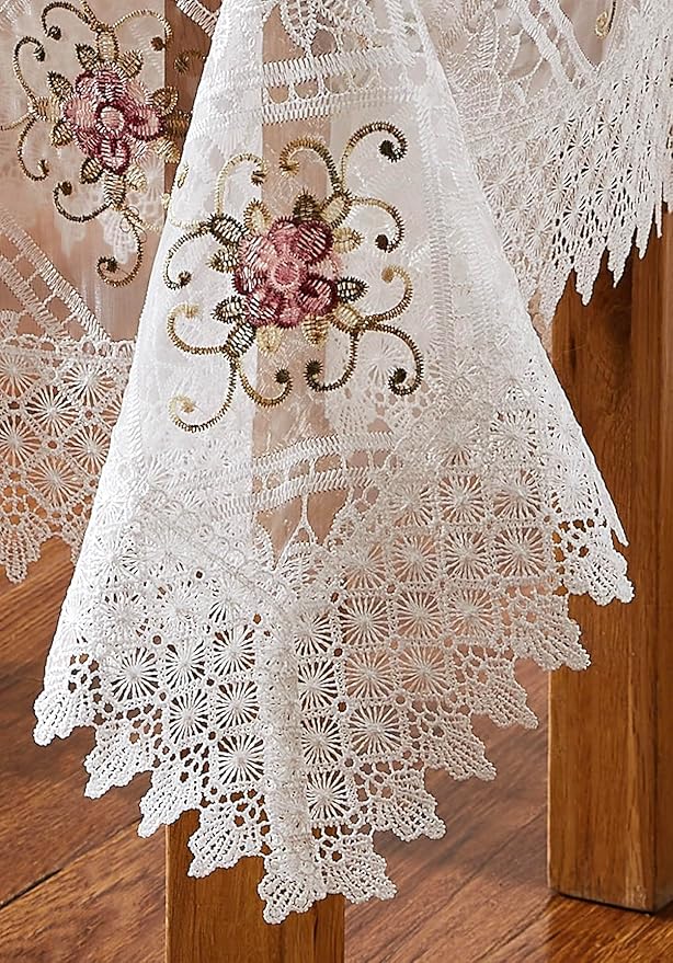 Warm Home Designs 70 Inch Round Tablecloth. Use Small White Tablecloth as Crochet Tablecloth, Coffee Table Cloth, Dresser Cover Top, Table Topper. Rustic Tablecloth for Vintage Kitchen. VTC White 70"