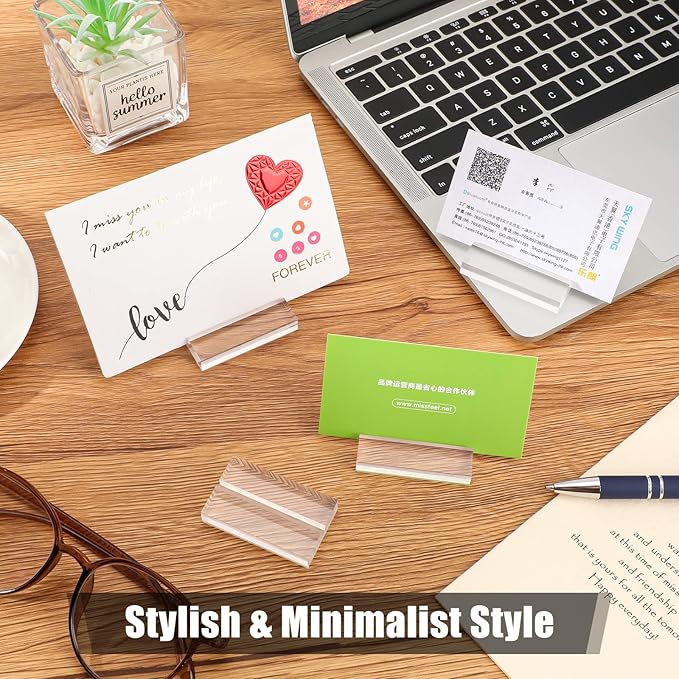 Blulu 60 Pieces Acrylic Place Card Holders 2 Inch Clear Stands Base with 3 mm Card Slot Numbers Display Table Sign for Wedding Exhibition Office Cafe Restaurant Photo Menu Meeting Table Decorations
