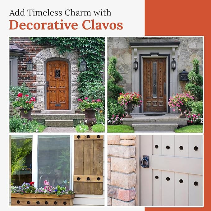 10 Pack 0.75" Round Head Iron Clavos Decorative Nails – Sealed Unfinished – Handmade Rustic Round Fasteners for Farmhouse Shutters, Faux Wood, Barn Doors, Shutters, Gates – Ornamental Wood Accent