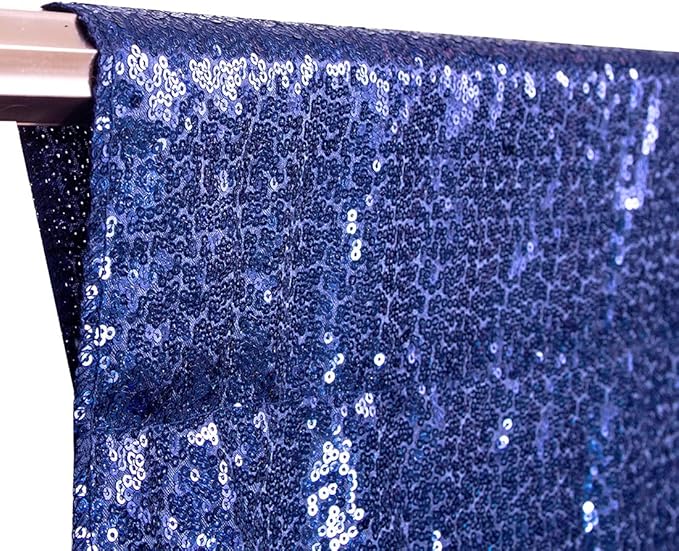 Poise3EHome 6Ft x 8Ft Navy Blue Sequin Backdrop Curtain, Glitter Thick Satin Sequin Background Drapes, Sparkly Backdrop for Weddings, Parties, Xmas, Thanksgiving Decor