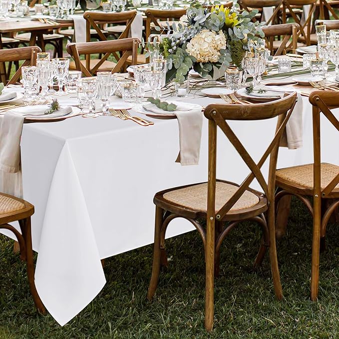 Fitable 8 Pack Table Cloth Rectangle Table: Stain and Wrinkle Resistant Tablecloth Rectangular, Washable Polyester Tablecloths for Wedding Party Dining Banquet Event Catering(White, 70x108 Inch)