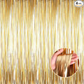 4 Pack Champagne Gold Foil Fringe Curtain Backdrop, 3.28Ft x 8.2Ft Metallic Tinsel Streamer Curtains for Party, Photo Booth Props, Birthday, Graduation Decoration Party Supplies