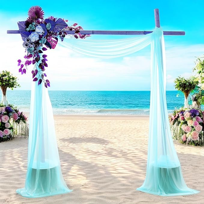 MDS Halloween Chiffon Draping Fabric - 2 Panel, 30" Wide x 20ft Long - Sheer Spooky Arbor & Canopy Drapery for Haunted House Backdrops, Party Ceilings, DIY Costumes & Themed Events - Teal