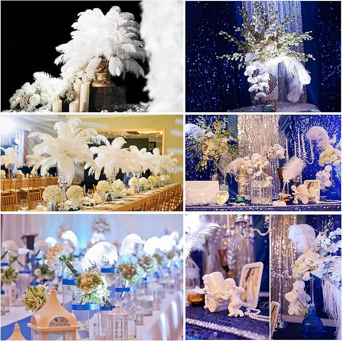 THARAHT Blue Ostrich Feathers 12pcs Large Natural Bulk 12-14Inch 30cm-35cm for Wedding Party Centerpieces Halloween and Home Decoration Feathers