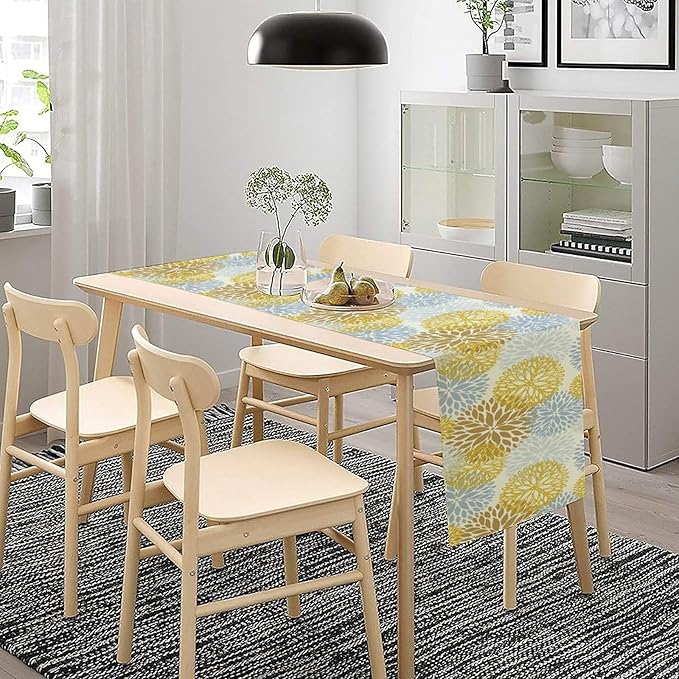 Flowers Table Runner,Spring Summer Floral Pattern Seasonal Farmhouse Kitchen Dining Table Home Party Decoration 13x108 Inch