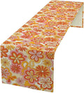 Vintage Floral Table Runner,70s Style Retro Daisies Flower Hippie Table Runner for Kitchen Dining Table Home Party Decoration 13x90 Inch