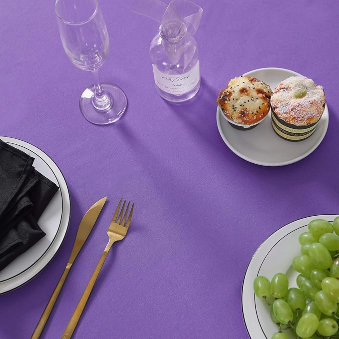 70 inch Round Tablecloth Washable Polyester Table Cloth Decorative Table Cover for Wedding Party Dining Banquet（70 inch,Purple）