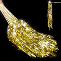 100 pcs Wedding Wands Light up with LED Tinsel Wedding Streamers for Wedding Send off and Greeting Ideal Props for Weddings, Birthday Parties, Christmas Cheerleading Games (Gold)