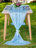 MDS 25 Pack 10ft Chiffon Table Runner 29 x 120 Inches Sheer Wedding Runner Romantic Rustic Table Runner for Wedding Decorations, Birthday Parties, Bridal Shower Party Arch Decor -Turquoise