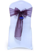 MDS Pack of 10 PCS Organza Chair Sashes Wider Dining Chair Bows Ribbon Tie Back for Wedding Party Birthday Bridal Shower Reception Event Banquet Home Chair Cover Decoration - Plum