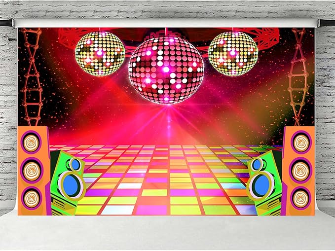 20X10ft Dance Party Backdrop Retro 70s 80s 90s Theme Glitter Stage Dance Ball Background Disco Party Decoration DJ Backdrop Banner for Birthday Party Prom Portrait Photo Shoot Polyester, Red