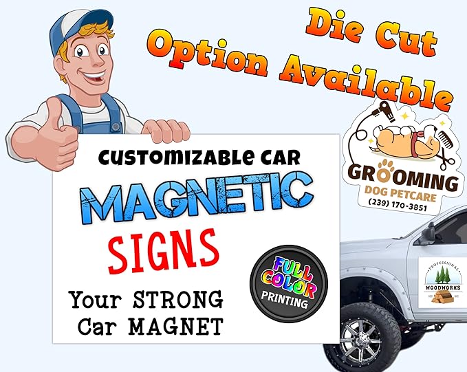 Custom Car Magnet Sign | Personalized Logo for Your Car Van Truck | Advertise Your Business | Large Size |Professionally Printed