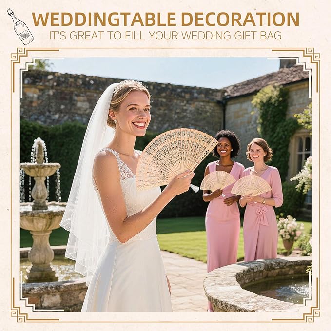 30pcs Personalized Wedding Fans for Guests - Custom Wooden Hand Fans with Names/Dates - Bulk Wedding Favors for Bridal Shower, Baby Shower & Parties (Wood, 30pcs)