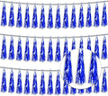 3P Metallic Fringe Tassel Banner Garland Foil Tinsel Streamer Wall Hanging Curtain Backdrop Banner for Parade Floats, Graduation Decorations, Retirement Party Decoration(Blue