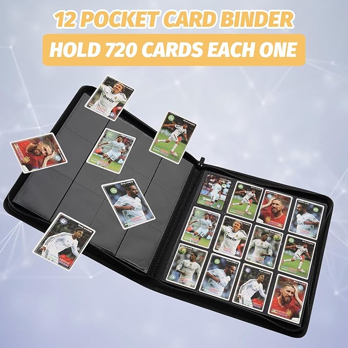 Trading Card Binder, Card Collection Binder Album Folder with 720 Side Loading Pockets, 12 Pocket Trading Card Album Folder for TGC,MTG, Baseball Cards, Yugioh