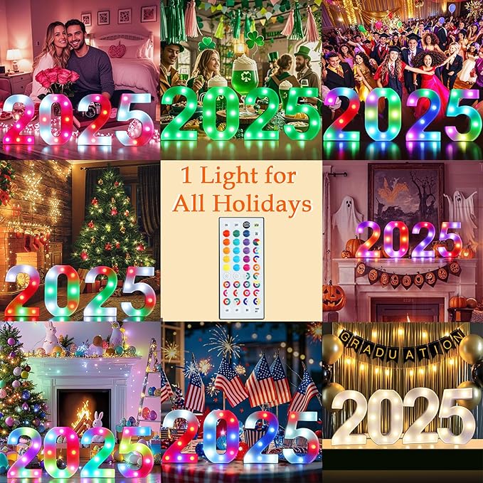 Pooqla 16th Birthday Decorations for Girls Boys, 35 Colors LED Light Up Numbers with Remote, Color Chaning Marquee Numbers Gift for Sweet 16 Party Decoration Wedding Anniversary Decor, Number 16