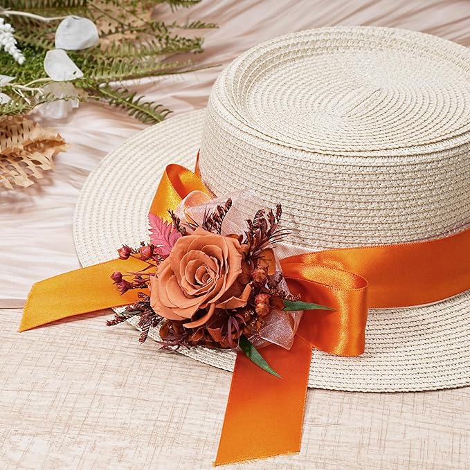 LaRibbons Orange Ribbon 1 1/2 Inch 25 Yards Luxury Double Faced Russet Orange Silk Ribbon for Flower Bouquet Crafts Gift Wrapping Wedding Party Decoration