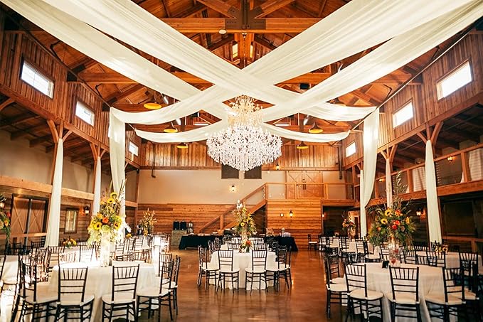 Ivory Ceiling Drapes for Wedding - 5ftx30ft Drapes for Wedding Arch - Sheer Cheesecloth Fabric - Romantic Decorations for Party Banquet Ceremony Stage