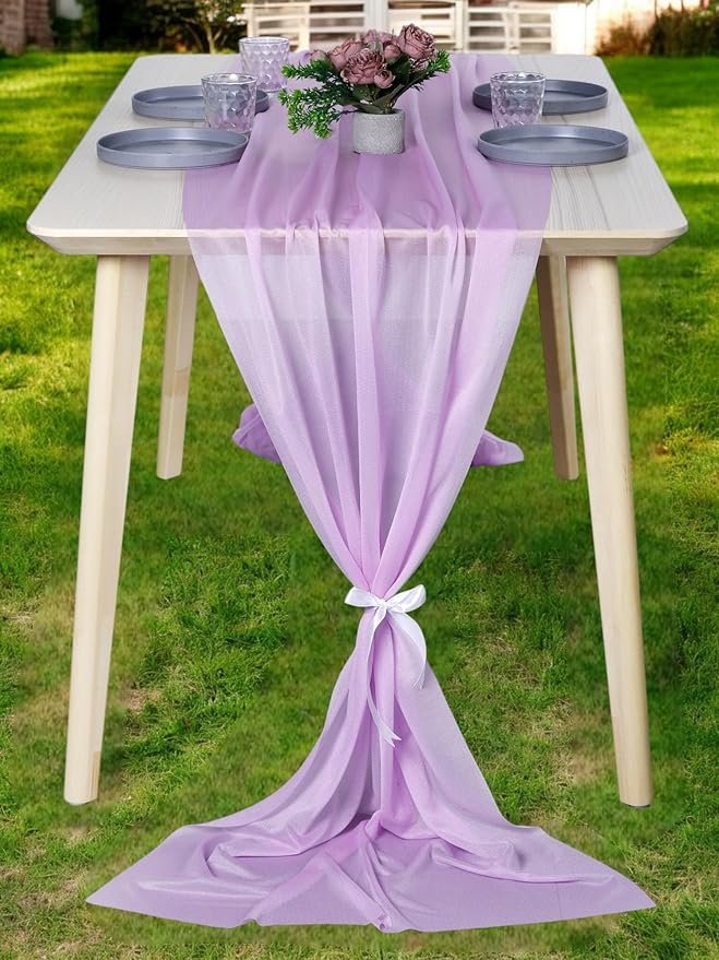 MDS Halloween Chiffon Table Runner - 25 Pack, 29 x 170 Inches, 14ft Each - Sheer Spooky Table Runners for Haunted House Parties, Trick-or-Treat Tables, Witchy Décor, Wedding & Events - Orchid