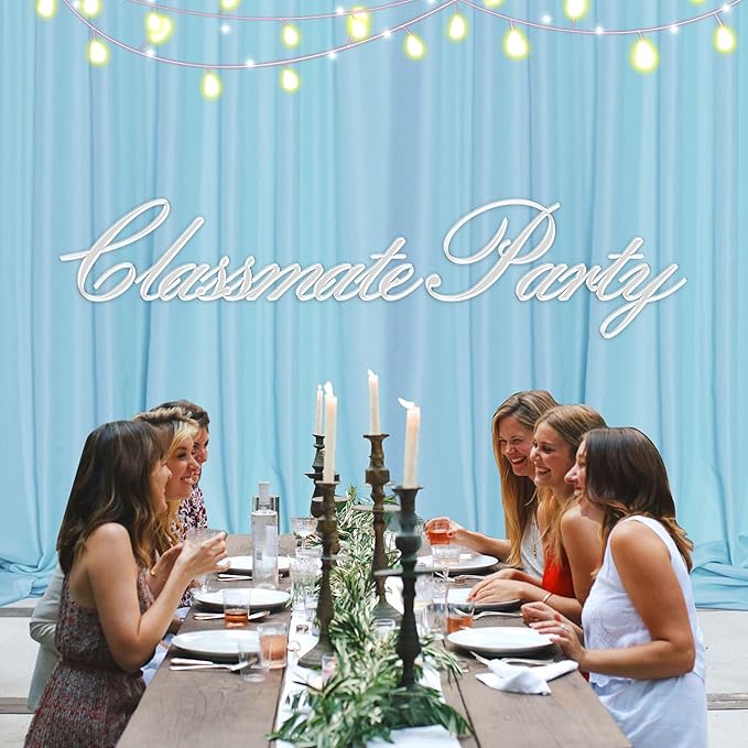 MEETSKY 10x 10 Baby Blue Backdrop Curtain for Baby Shower Parties Rod Pocket Light Blue Curtains Backdrop Drapes Fabric Decoration for Birthday Party Photography 5ft x 10ft,2 Panels