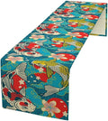 Japanese Kio Fish Table Runner Oriental Tradition Cherry Art Printed Burlap Runner Home Kitchen Dining Table Living Room Decor Fabric 1 Panel W13xL108in