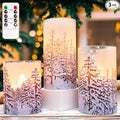 Silverstro Christmas Tree Flameless Candles with Remote Control & Timer Function, Real Wax Glass Candles, Home Party Wedding Holiday Xmas Decor, Set of 3